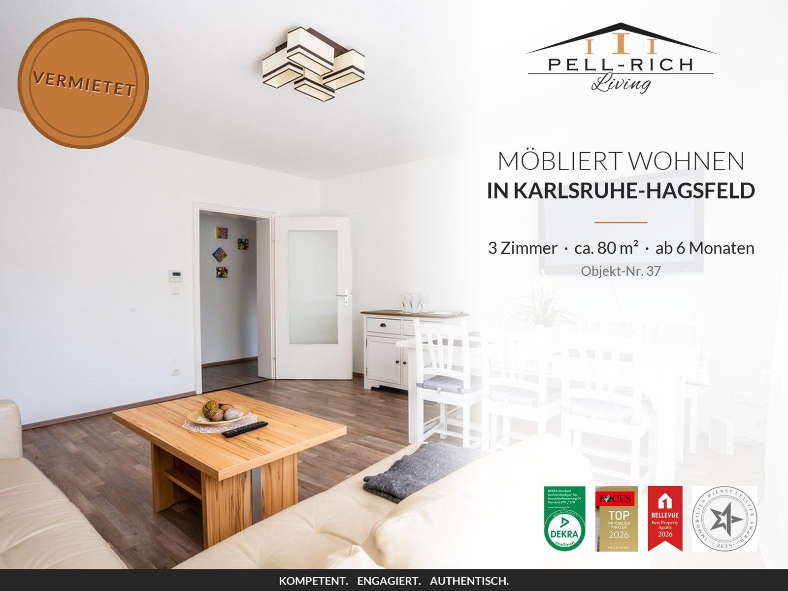Pell-Rich Living: möbliertes 3-Zimmer-Apartment in Karlsruhe-Hagsfeld, Objekt-Nr. 37