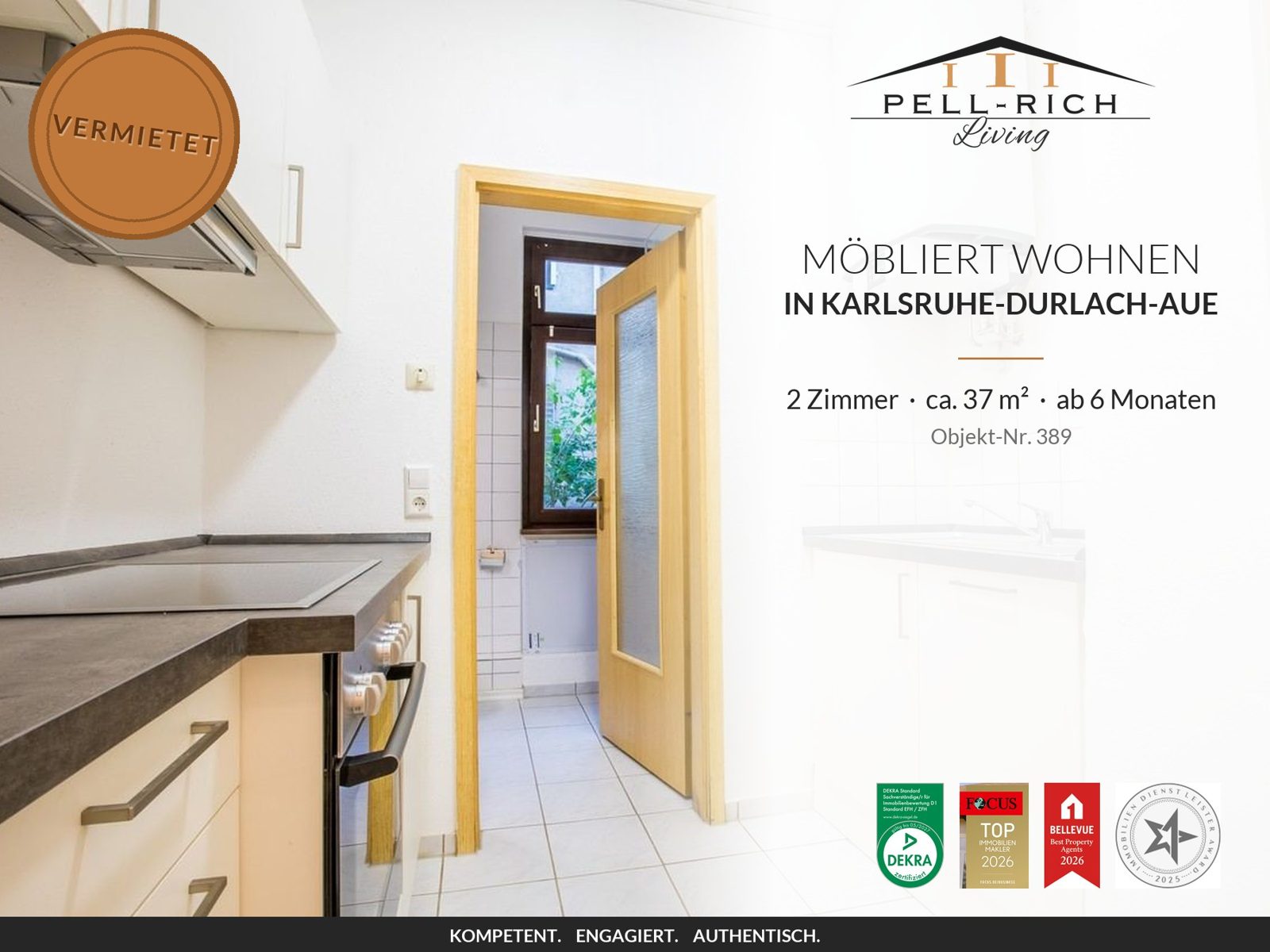 Pell-Rich Living: möbliertes 2-Zimmer-Apartment in Karlsruhe-Durlach-Aue, Objekt-Nr. 389