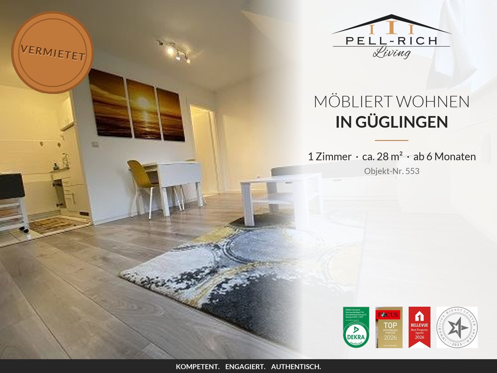 Pell-Rich Living: möbliertes 1-Zimmer-Apartment in Güglingen, Objekt-Nr. 553