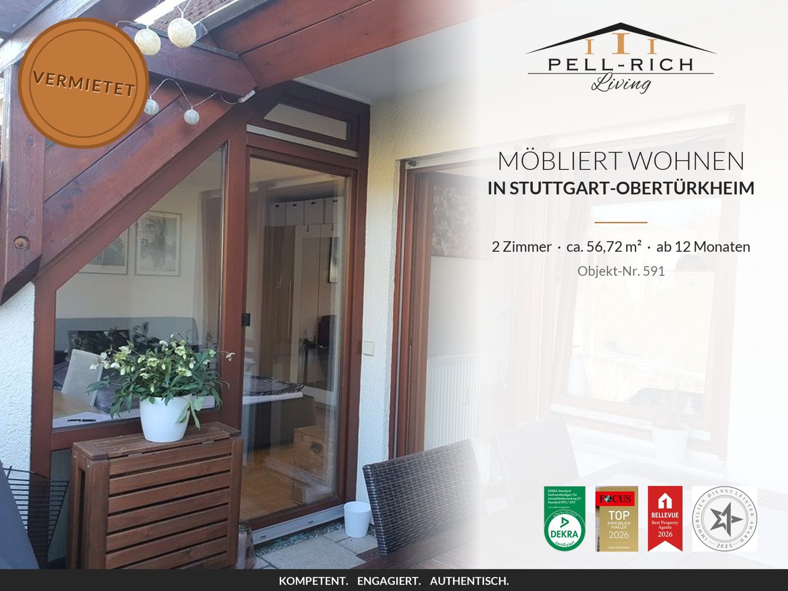 Pell-Rich Living: möbliertes 2-Zimmer-Apartment in Stuttgart-Obertürkheim, Objekt-Nr. 591